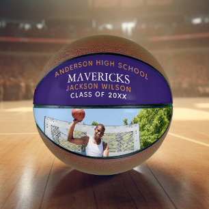 Paarse High School Senior Player Photo Custom Basketbal