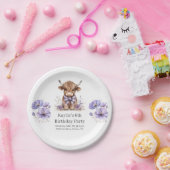 Paarse Highland Koe verjaardagsfeest Papieren Bordje (Feest)