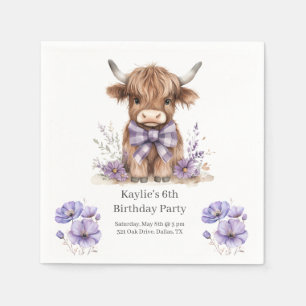 Paarse Highland Koe verjaardagsfeest Servet