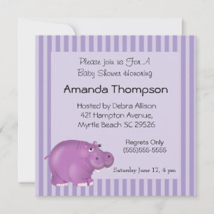 Paarse Hippo Baby Shower-uitvindingen Kaart