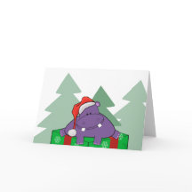 Paarse Hippo kerst Kaart
