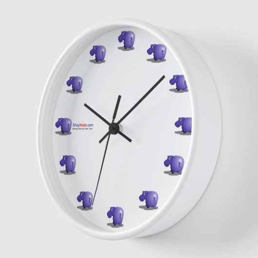 Paarse Hippo wandklok (Hoek)