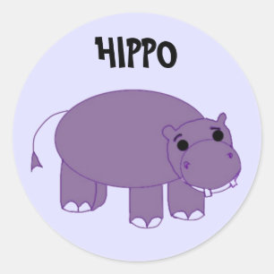 Paarse Hippopotamus Ronde Sticker