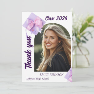 Paarse Hoed Foto Afstudeer Bedankkaart Kaart