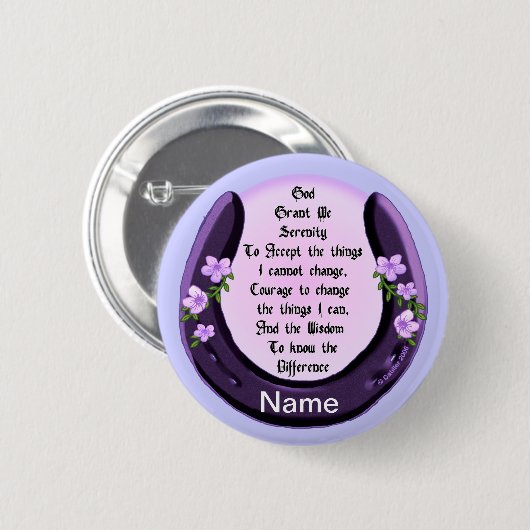 Paarse Hoefijzer Serenity-pijn Ronde Button 5,7 Cm (Voorkant /achterkant)