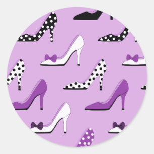 Paarse hoge hakken ronde sticker