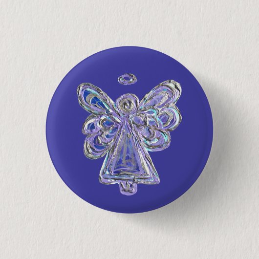 Paarse Holiday Guardian Angel Custom Button Pin (Voorkant)