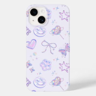 Paarse Holografische Y2K Kitsch Gelei Patroon Case-Mate iPhone 14 Hoesje