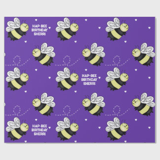 Paarse hommel 73 cm x 1,8 m verjaardagscadeauverpa cadeaupapier