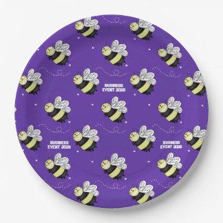 Paarse Hommels Bedrijfs Event 9 inch Papieren Bord