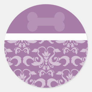 Paarse hond bottelen ronde sticker