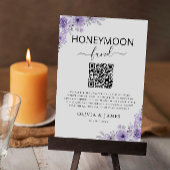 Paarse Honeymoon Fund QR Code Sign, bruiloft Kaart