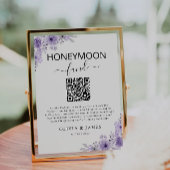 Paarse Honeymoon Fund QR Code Sign, bruiloft Kaart