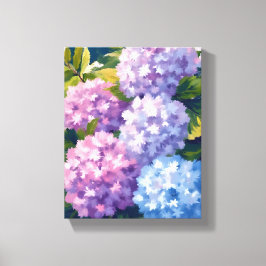 Paarse Hortensia Struik | Bloemenschildering in Wa Canvas Afdruk