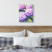 Paarse Hortensia's Bloemen Waterverf Schilderij Canvas Afdruk (Insitu (Slaapkamer))