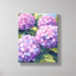 Paarse Hortensia's Bloemenschildering in Waterverf Canvas Afdruk