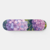 Paarse Hortensia's Floral Waterverf Skateboard (Horizontaal)
