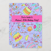 Paarse hotroze 30e verjaardag uitnodiging (Voorkant / Achterkant)