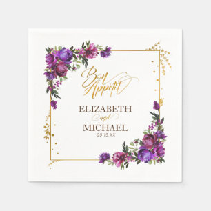 Paarse hotroze gouden Waterverf Servet