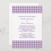 Paarse Houndstooth Wedding Invite Kaart (Voorkant / Achterkant)
