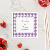 Paarse houndstooth Wedding Paper Napkins Servetten (Insitu)