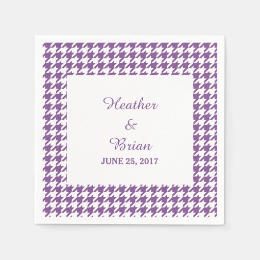Paarse houndstooth Wedding Paper Napkins Servetten (Voorkant)