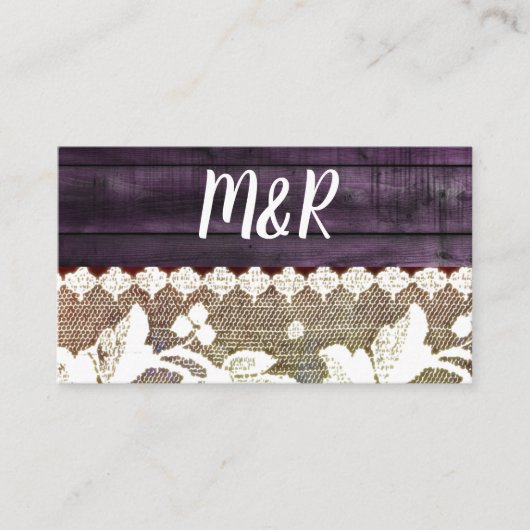 paarse hout&kanten - QR trouwwebsite Informatiekaartje (Voorkant)