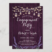 Paarse houtverlichting Lavendel Engagement Party Kaart (Voorkant / Achterkant)
