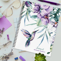 Paarse Hummingbird en Floral gepersonaliseerd tijd