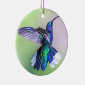 Paarse Hummingbird Flying Monogram Name Keramisch Ornament (Rechts)