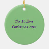 Paarse Hummingbird Flying Monogram Name Keramisch Ornament (Achterkant)