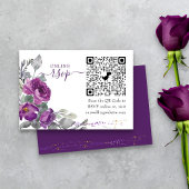 Paarse Huwelijksbloemen Online RSVP QR Code Informatiekaartje