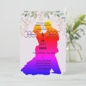 Paarse huwelijksuitnodiging kaart (Staand voorkant)