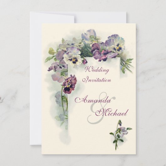 Paarse huwelijksuitnodiging kaart (Voorkant)