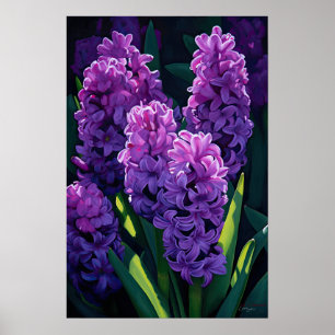 Paarse Hyacint Bloemenkunst Print Poster