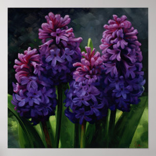 Paarse Hyacint Bloemenkunst Print Poster