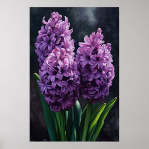 Paarse Hyacint Bloemenkunst Print Poster