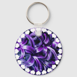 Paarse hyacinth Flower Sleutelhanger