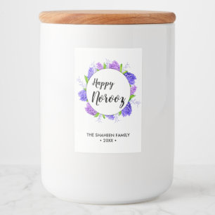 Paarse Hyacinth Wreater Nieuwjaar Happy Norooz Voedselcontainer Etiket