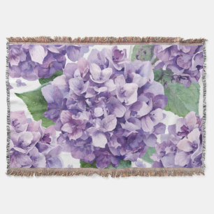 Paarse Hydrangea Aquarel Bloemige Lavendel Bloei Deken
