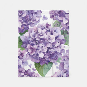 Paarse Hydrangea Aquarel Bloemige Lavendel Bloei Fleece Deken