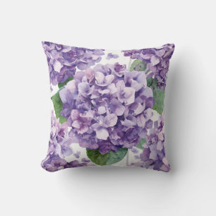 Paarse Hydrangea Aquarel Bloemige Lavendel Bloei Kussen