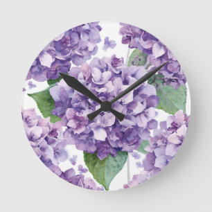 Paarse Hydrangea Aquarel Bloemige Lavendel Bloei  Ronde Klok
