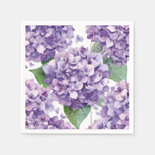 Paarse Hydrangea Aquarel Bloemige Lavendel Bloei Servet