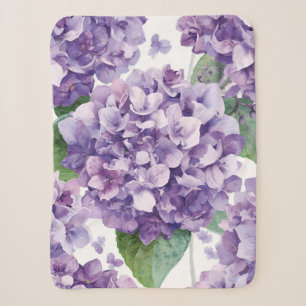 Paarse Hydrangea Aquarel Bloemige Lavendel Bloei Sherpa Deken