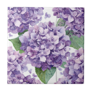 Paarse Hydrangea Aquarel Bloemige Lavendel Bloei Tegeltje