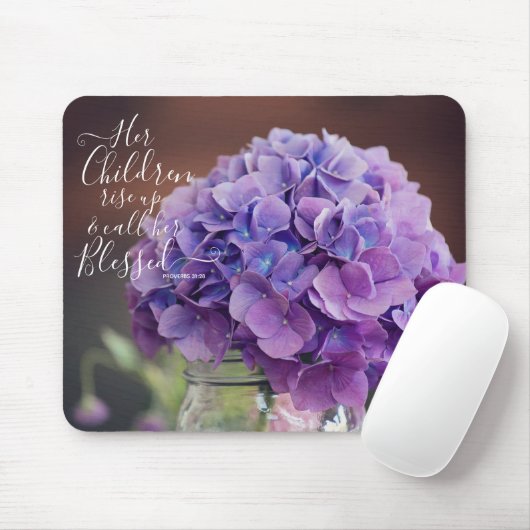 Paarse Hydrangea Christelijke Moederdag Verse Muismat (Met muis)