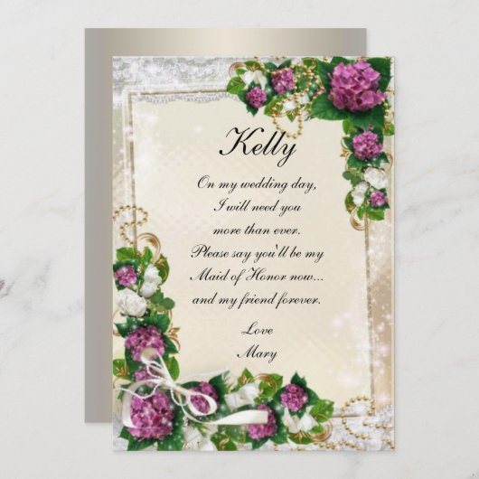 Paarse hydrangea en aas gemaakt van edelmoedige Ka Kaart (Voorkant / Achterkant)