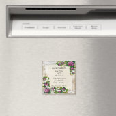 Paarse Hydrangea En Kant Save The Date Magneet (Insitu (Vaatwasser))