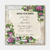Paarse Hydrangea En Kant Save The Date Magneet (Voorkant)
